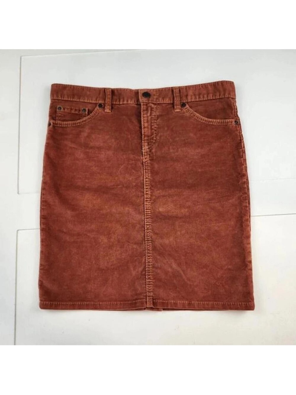 Gap 1969 Vintage Rust Corduroy Mini Skirt - Picture 1 of 9